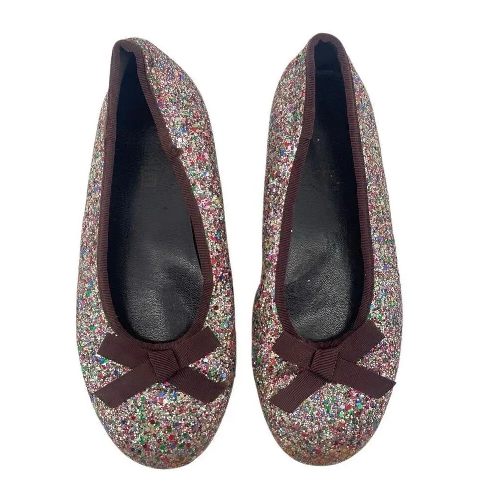 Smart Fit Girls Multicolor Glitter Slip-On Ballet Flats Size 4 Sparkly Shoes